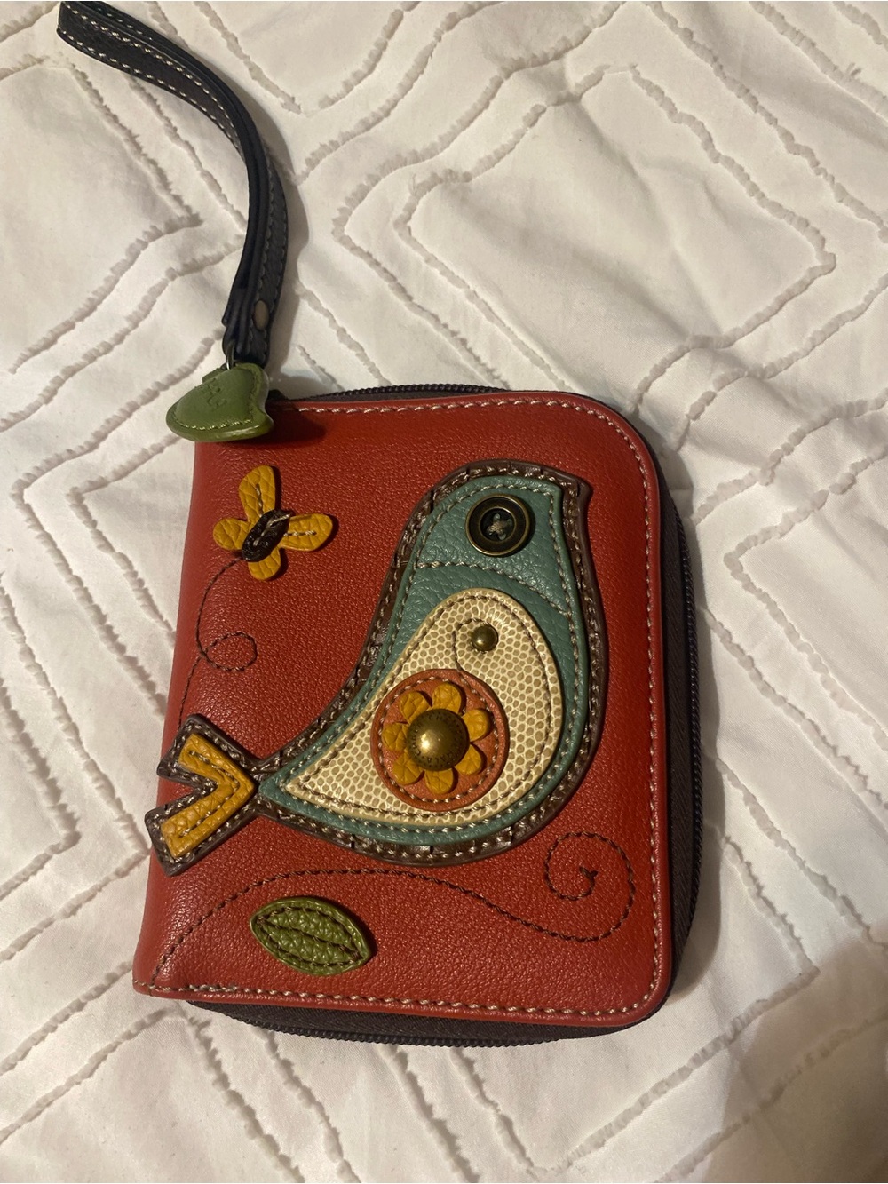 Chala Bluebird Zip Wallet with Teal & Cream Accents